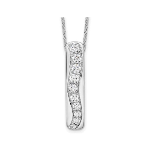 3/4 Carat Lab-Grown Diamond Stick Pendant Necklace in 14K White Gold with Chain