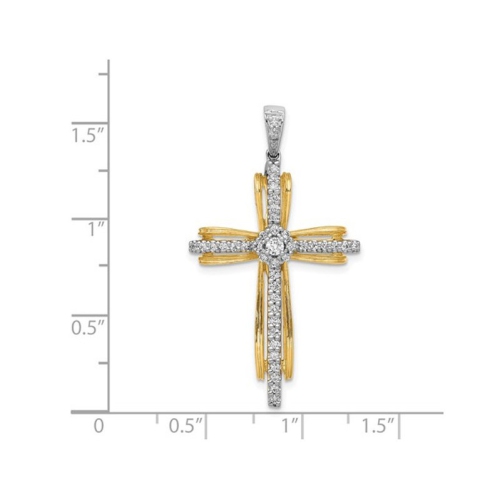 1/3 Carat Diamond Passion Cross Pendant Necklace in 14K Yellow Gold with Chain