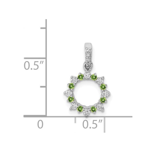 1/12 Carat Peridot Circle Pendant Necklace in 14K White Gold with Diamonds
