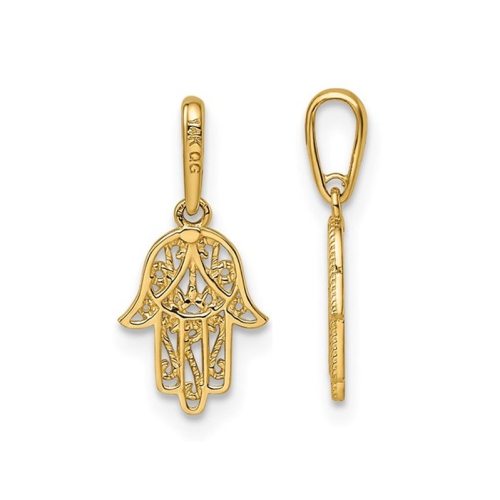 14K Yellow Gold Hamsa Pendant Necklace with Chain