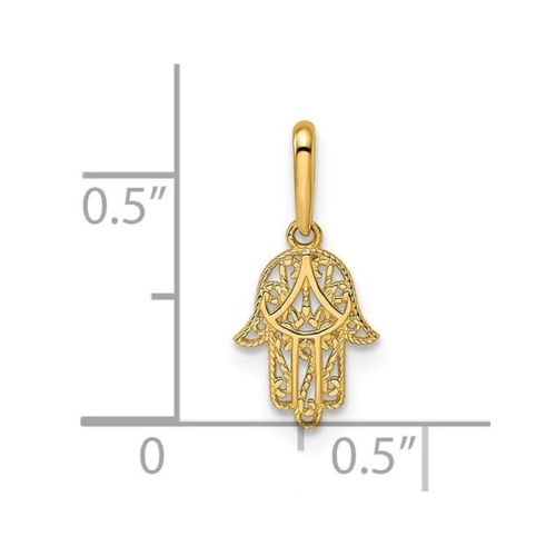 14K Yellow Gold Hamsa Pendant Necklace with Chain