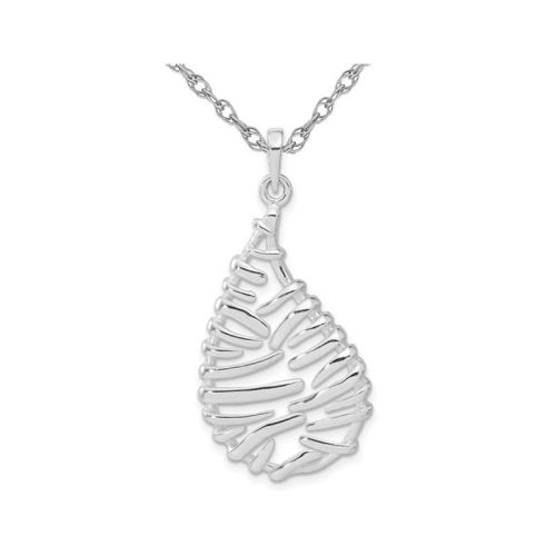 Sterling Silver Polished Teardrop Necklace Pendant with Chain