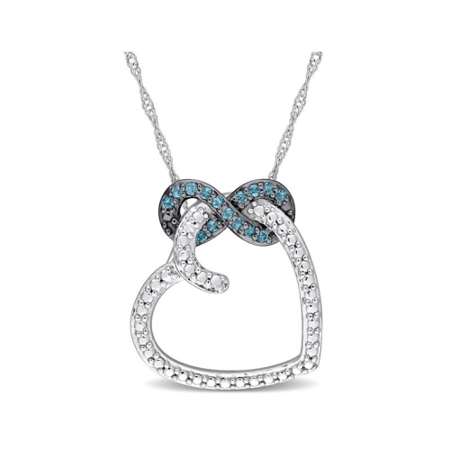 1/6 Carat London Blue Topaz Heart Infinity Pendant Necklace in 10K White Gold with Chain