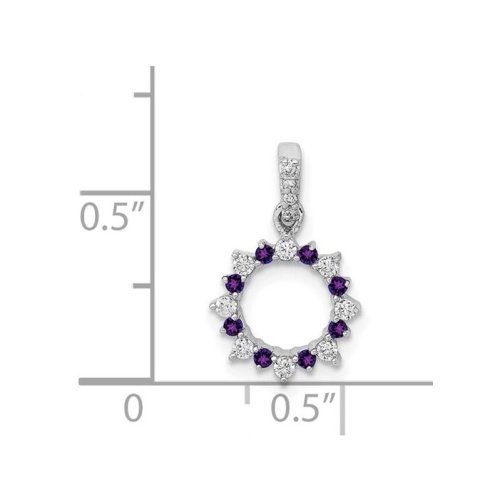 1/12 Carat Amethyst Circle Pendant Necklace in 14K White Gold with Diamonds