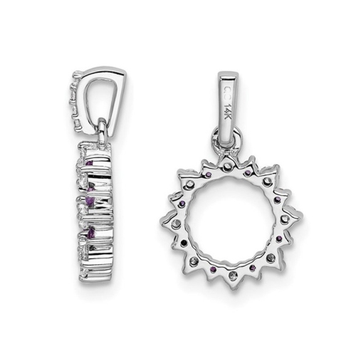 1/12 Carat Amethyst Circle Pendant Necklace in 14K White Gold with Diamonds