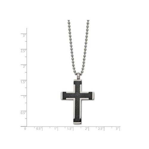 Collier de pendentif crossal plaqu?? noir titane masculin avec cha?«ne