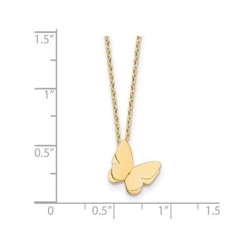 14K Yellow Gold Polished Butterfly Charm Pendant Necklace with Chain