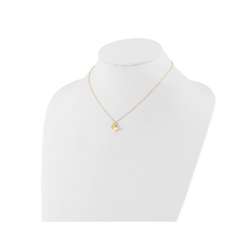 14K Yellow Gold Polished Butterfly Charm Pendant Necklace with Chain