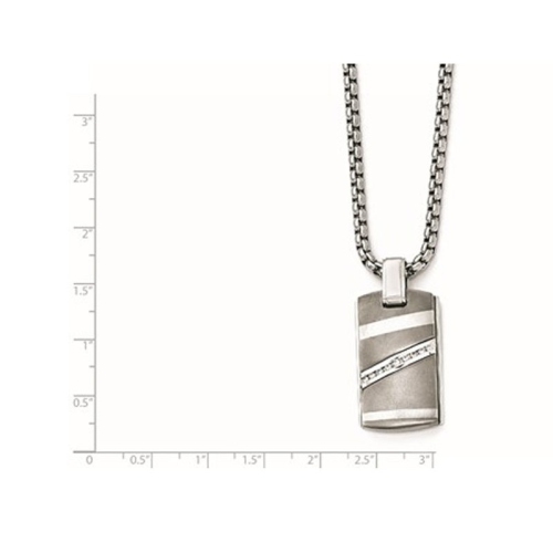 Mens Titanium Necklace with Diamond 1/6 carat and Chain (20 Inches)