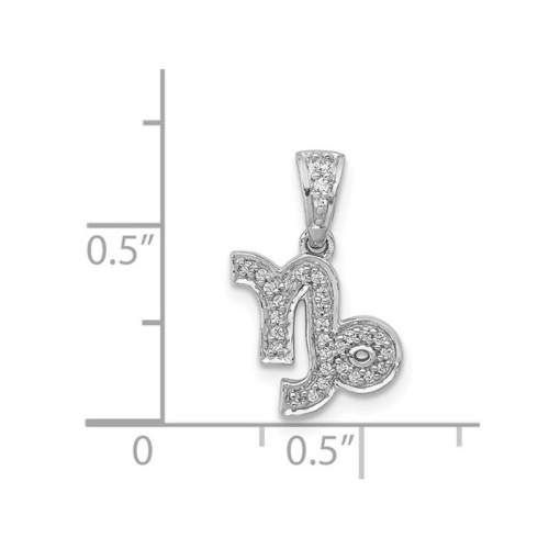 1/10 Carat Diamond CAPRICORN Charm Astrology Zodiac Pendant Necklace in 14K White Gold with Chain