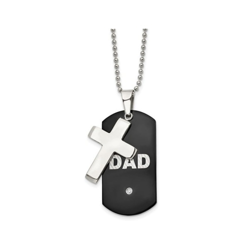 Mens en acier inoxydable noire plaque de chien tag et collier pendentif croix avec cha?«ne
