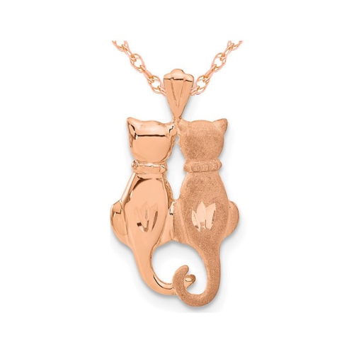 Collier pendentif de 14 km rose rose rose assis avec chaîne