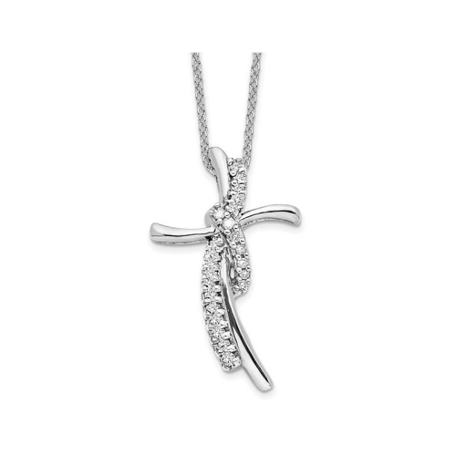 1/7 carat Collier pendentif en diamant cultivé en laboratoire en or blanc 14 carats avec chaîne