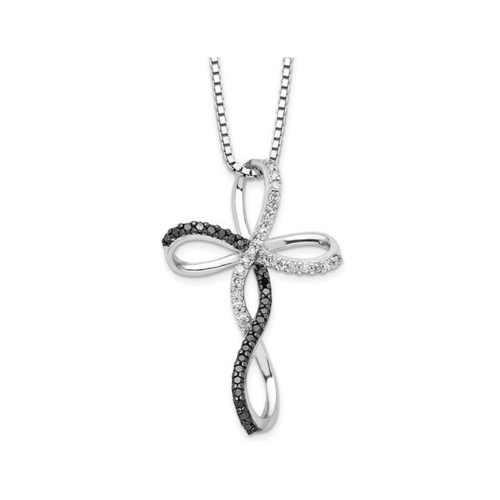 1/4 carat Collier pendentif en diamant noir et blanc en argent sterling avec cha?«ne