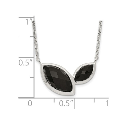 Faceted Onyx Necklace in Sterling Silver with Chain
