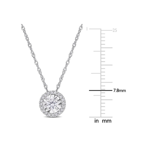 1/4 Carat Diamond Halo Pendant Neckace in 10K White Gold with Chain