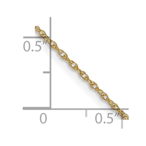 18 inches 10K Yellow Gold Carded Cable Rope Chain 0.70mm