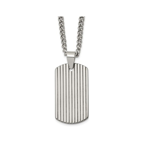 GEM AND HARMONY  Mens Polished Tungsten Line Pendant Necklace With Chain (22 Inches) In Multicolor