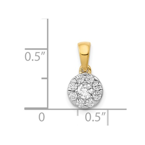 1/3 Carat Diamond Halo Cluster Pendant Necklace in 14K Yellow Gold with Chain