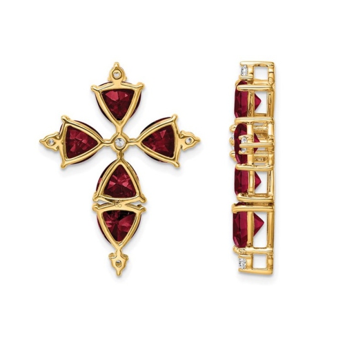 Collier en or blanc 14K ct avec pendentif en forme de croix en rubis synthétique en laboratoire de 6,50 ct avec diamants synthétiques