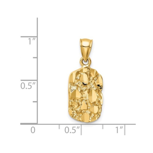 14K Yellow Gold Nugget Charm Pendant Necklace with Chain