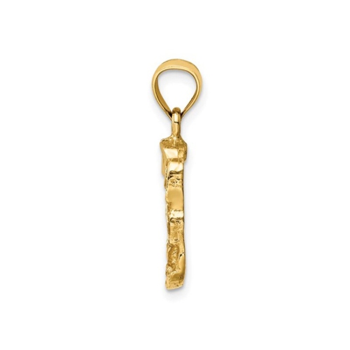 14K Yellow Gold Nugget Charm Pendant Necklace with Chain