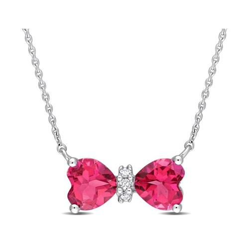 1,00 carat collier pendentif rose topaze coeur de coeur en or 10k en or blanc avec chaîne