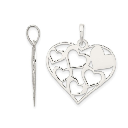 Sterling Silver MOM Engraved Heart Pendant with Chain