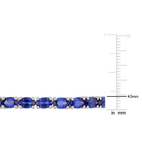 8.00 Carat Oval-Cut Lab-Created Blue Sapphire Bracelet Bangle in Sterling Silver (7.50 Inches)