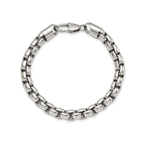 Mens Stainless Steel Box Bracelet - 9 Inches
