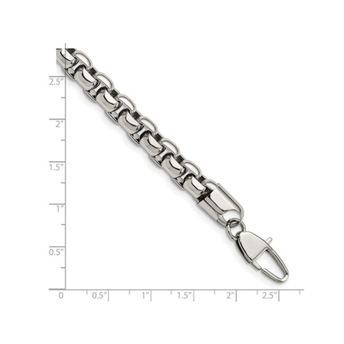 Mens Stainless Steel Box Bracelet - 9 Inches