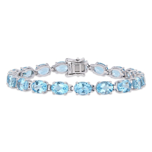 GEM AND HARMONY  28 Carat (Ctw) Topaz Bracelet In Sterling Silver (7.25 Inches) In Sky Blue