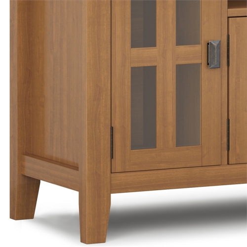 Simpli Home Artisan Wood 72" Transitional TV Media Stand in Honey Brown For TVs up to 80"