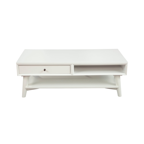 ALPINE FURNITURE  Flynn Wood 1 Drawer Coffee Table In In White