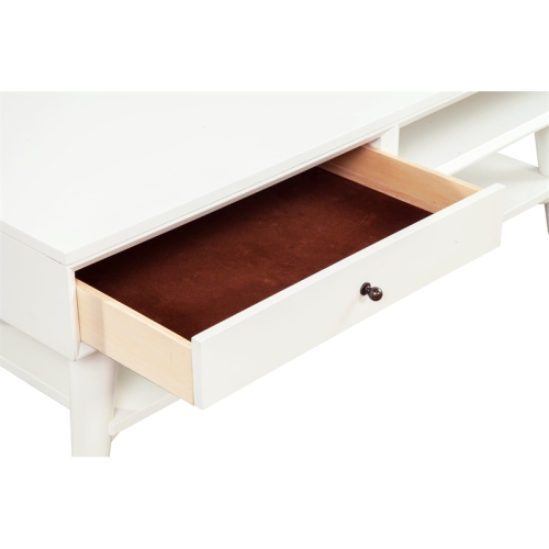 Alpine Furniture Flynn Wood 1 Drawer Coffee Table in White