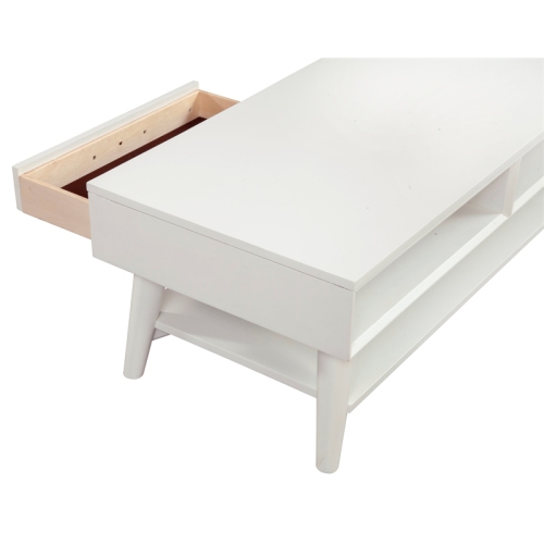 Alpine Furniture Flynn Wood 1 Drawer Coffee Table in White