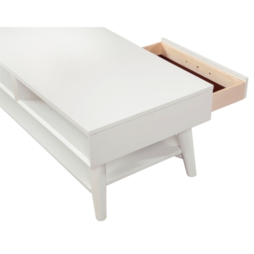 Alpine Furniture Flynn Wood 1 Drawer Coffee Table in White
