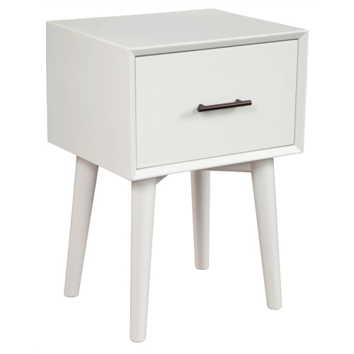 Alpine Furniture Flynn Wood 1 Drawer End Table in White