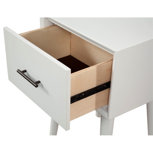 Alpine Furniture Flynn Wood 1 Drawer End Table in White