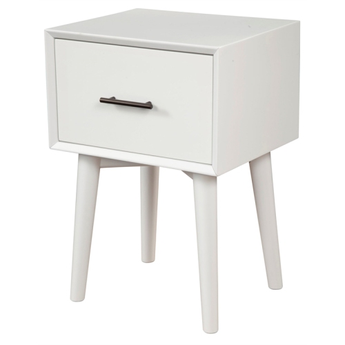 Alpine Furniture Flynn Wood 1 Drawer End Table in White
