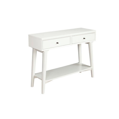 Alpine Furniture Flynn Wood Console Table with 2 Drawers in White
