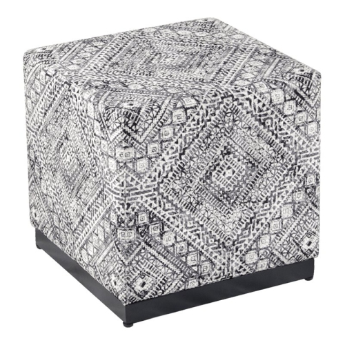 HOMEPOP  Cube Square Design Modern Tribal Pattern Fabric Ottoman In Black/white