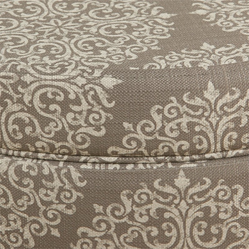HomePop Round Transitional Fabric Storage Ottoman in Cream/Brown