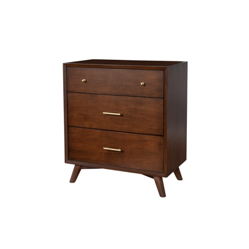 Alpine Furniture Flynn Mid Century Wood 3 Drawer Accent Chest in Walnut