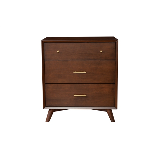Alpine Furniture Flynn Mid Century Wood 3 Drawer Accent Chest in Walnut