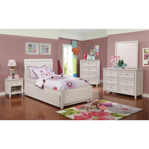 Furniture of America Gamora Wood 1-Drawer Kids Nightstand in Antique White