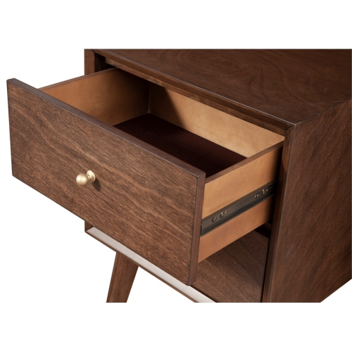 Alpine Furniture Flynn Mid Century Wood 2 Drawer Nightstand in Walnut