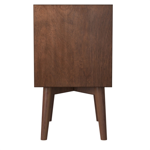 Alpine Furniture Flynn Mid Century Wood 2 Drawer Nightstand in Walnut