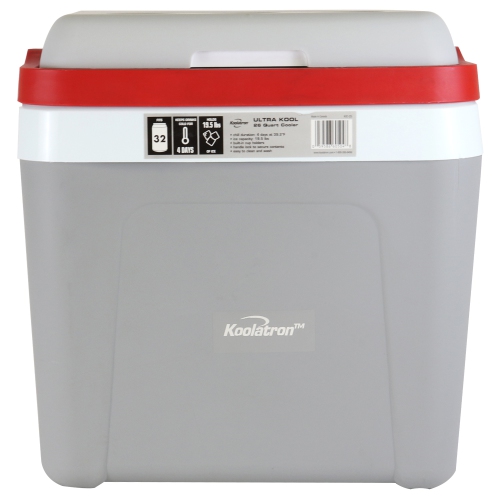 KOOLATRON  Ice Chest Cooler W/ Locking Carry Handle, 25L (26 Qt), 32 Can Capacity Portable Picnic Cooler And Red, for Snacks, Lunch, Day Trips