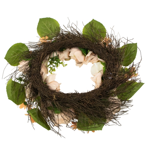 Peach and White Floral Fall Harvest Artificial Wreath, 22-Inch